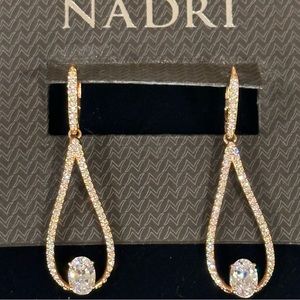 Nadri Open Teardrop Sparkling Crystals Rose Gold Earrings